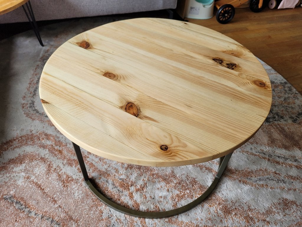 SalontafelRonde Salontafel – Massief refurbished Douglas, Ophalen, 50 tot 100 cm, Rond, Nieuw