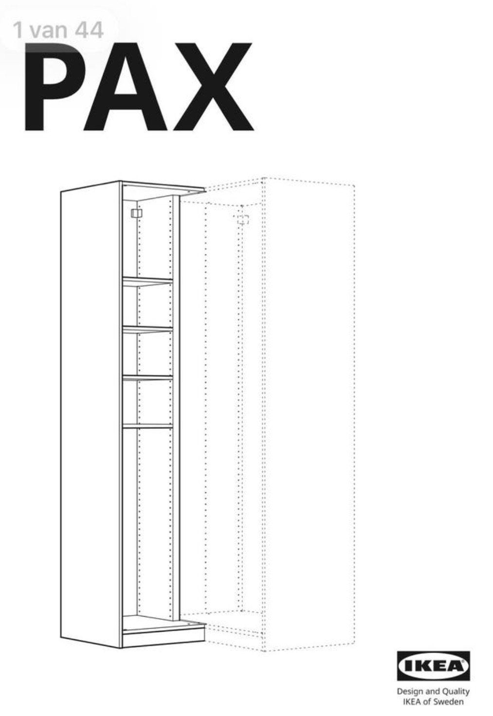 IKEA Pax hoekelement met Grimo deur (229x50), Ophalen, Gebruikt, 200 cm of meer, 50 tot 100 cm