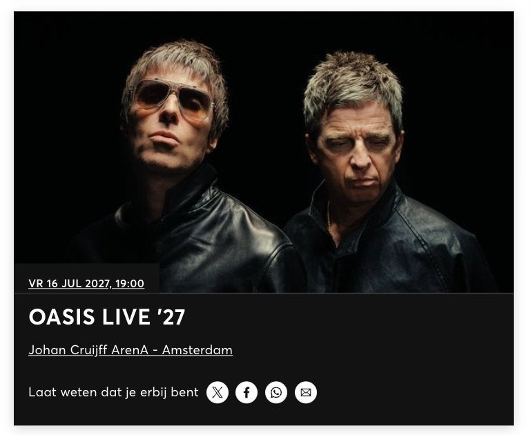 Oasis Front Stage staanplaatsen te koop, Tickets en Kaartjes, Drie personen of meer, Juli