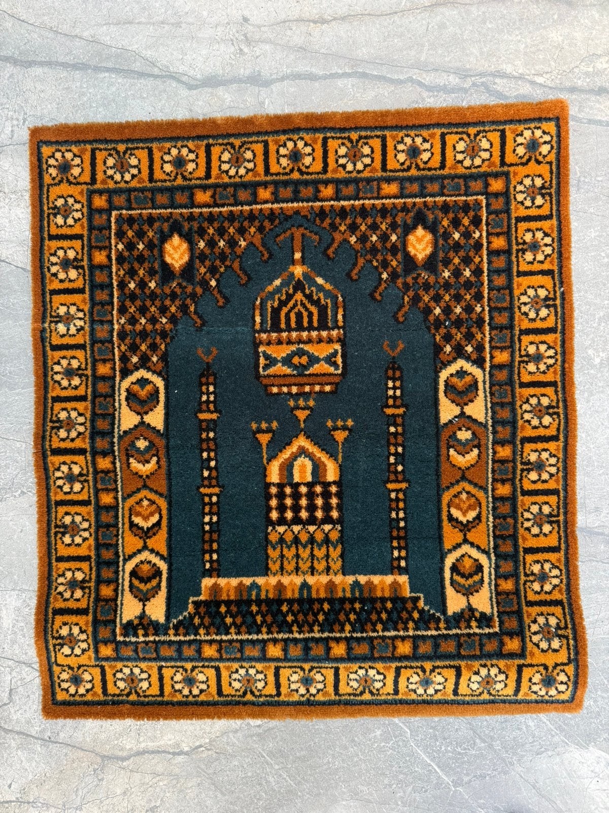 Vintage Perzisch wollen gebedskleed wandkleed 68x60.5, Antiek en Kunst, Ophalen of Verzenden