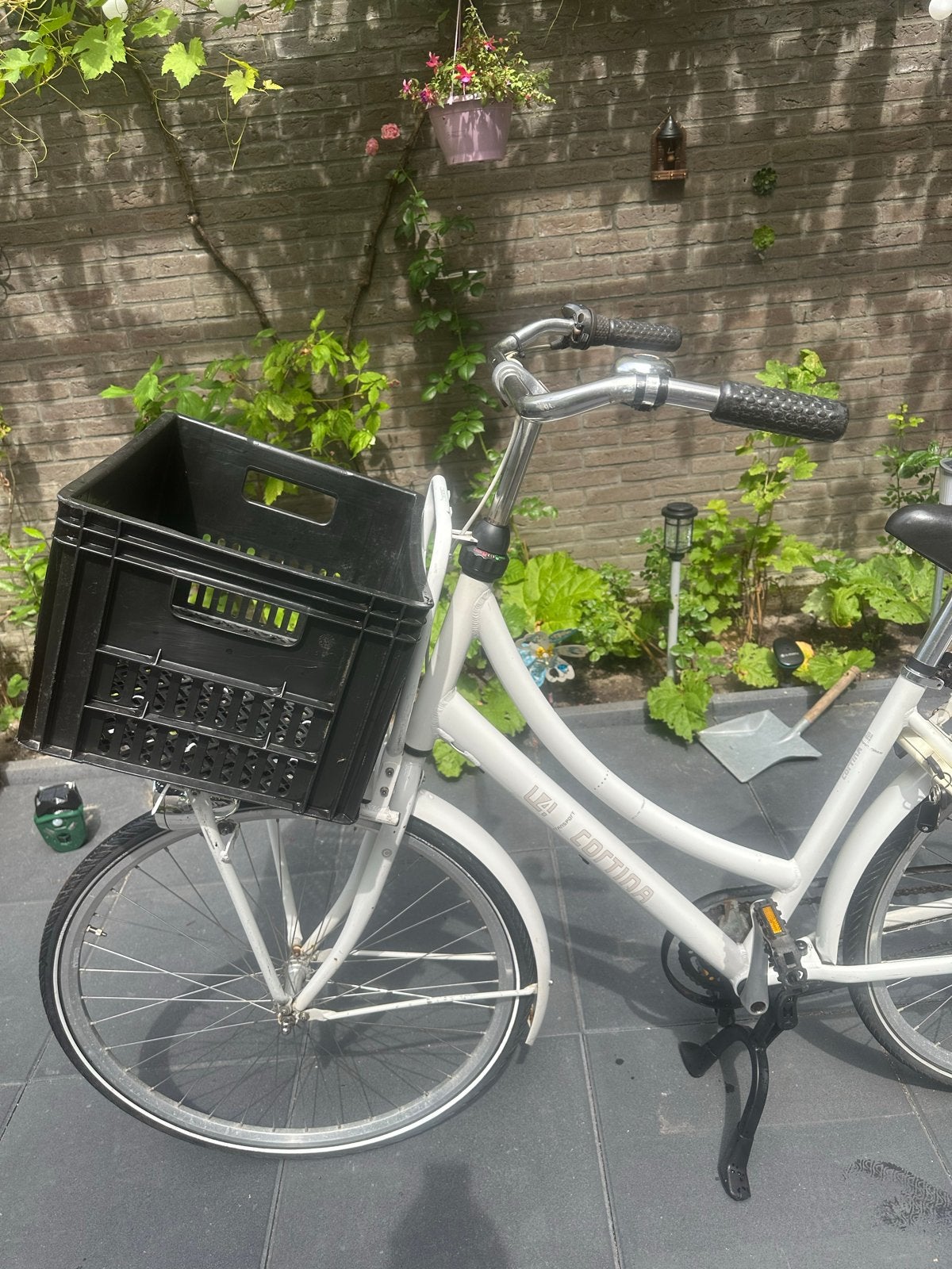 Cortina fiets u4 28 met krat en versnellingen, Terugtraprem, Gebruikt, Versnellingen, 50 tot 53 cm