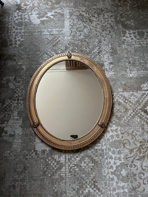 Grote Vintage spiegel brons/messing Louis XV1 stijl, Huis en Inrichting, Woonaccessoires | Spiegels, Ophalen, Ovaal, 50 tot 75 cm