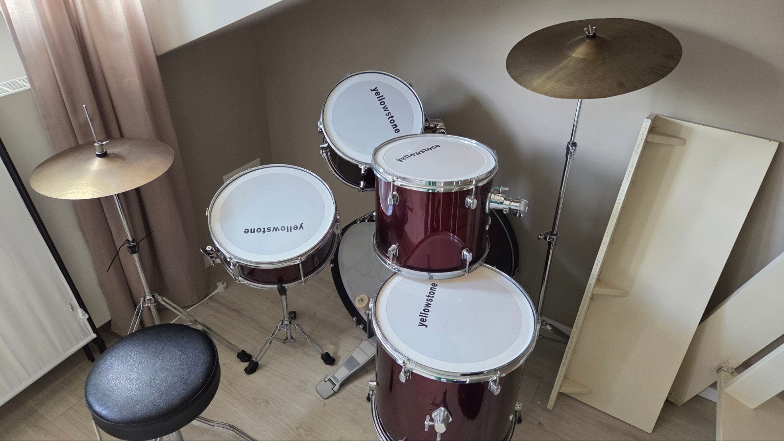 Yellowstone drumstel - Compleet met bekkens en kruk, Ophalen, Gebruikt, Overige merken