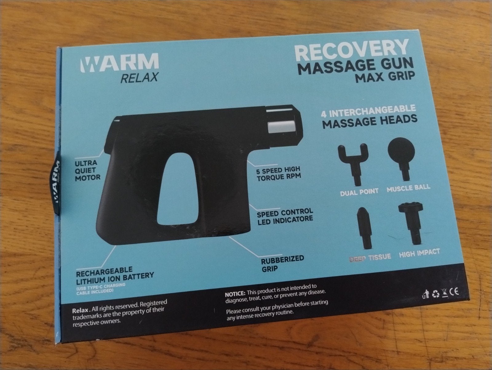 Warm Relax Recovery Massage Gun Max Grip - Nieuw, Verzenden, Nieuw, Apparaat