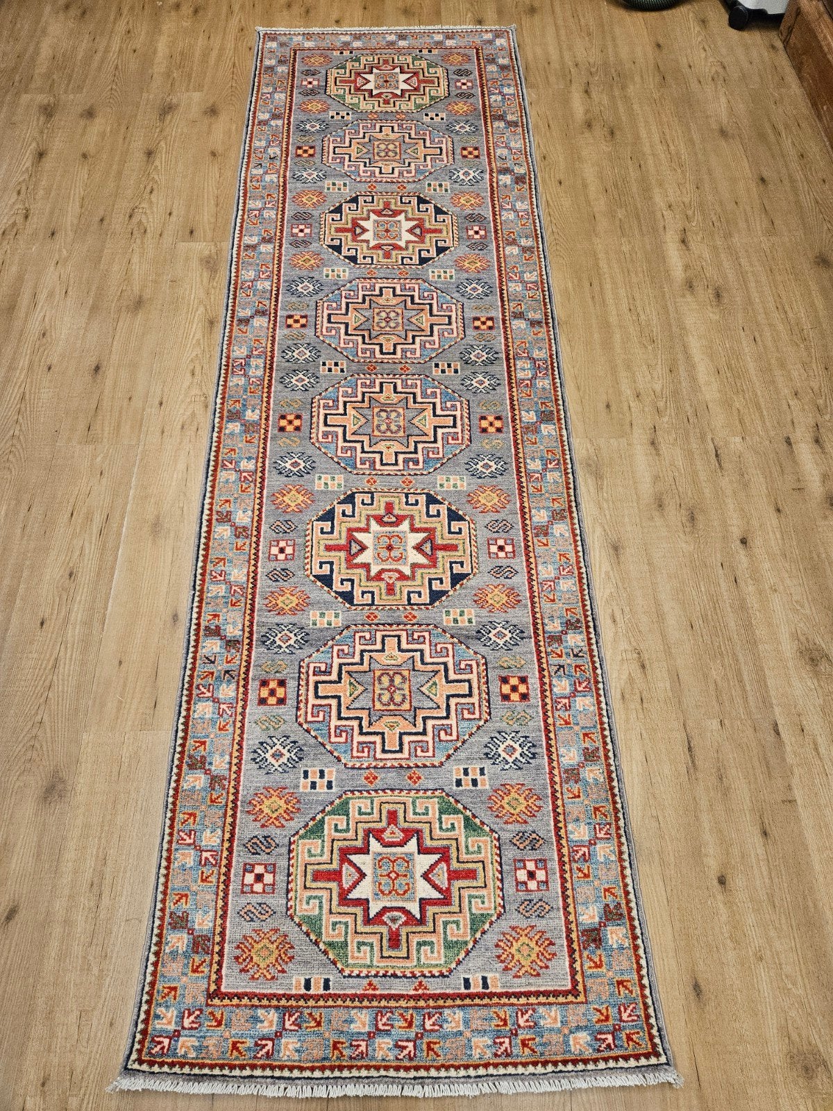 Vintage handgeknoopt oosters tapijt loper kazak 300x87, Info@SlatsAntiek.nl, Crème, Perzisch, Vof Slats Antiek
