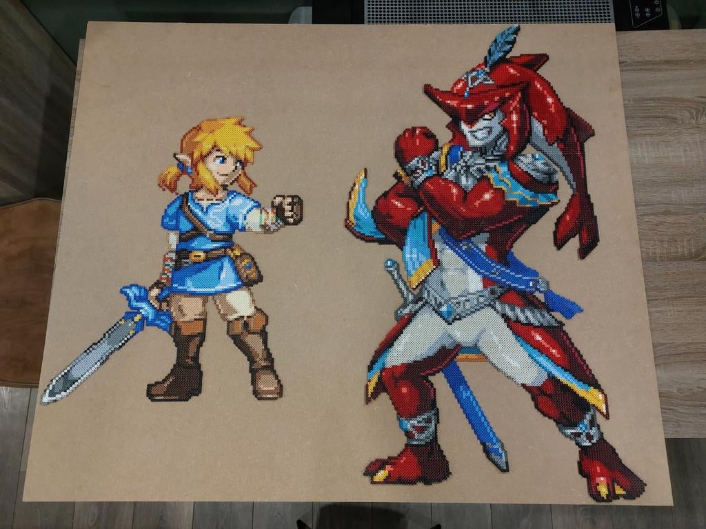 Zelda Breath of the Wild Link en Sidon pixel art, Ophalen, Zo goed als nieuw, Overige typen