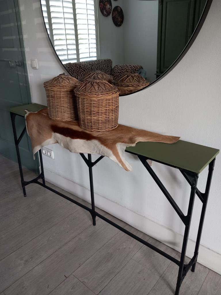 Sidetable zwart industrieel, Huis en Inrichting, Tafels | Sidetables, Ophalen, 25 tot 50 cm, Rechthoekig, 100 tot 150 cm
