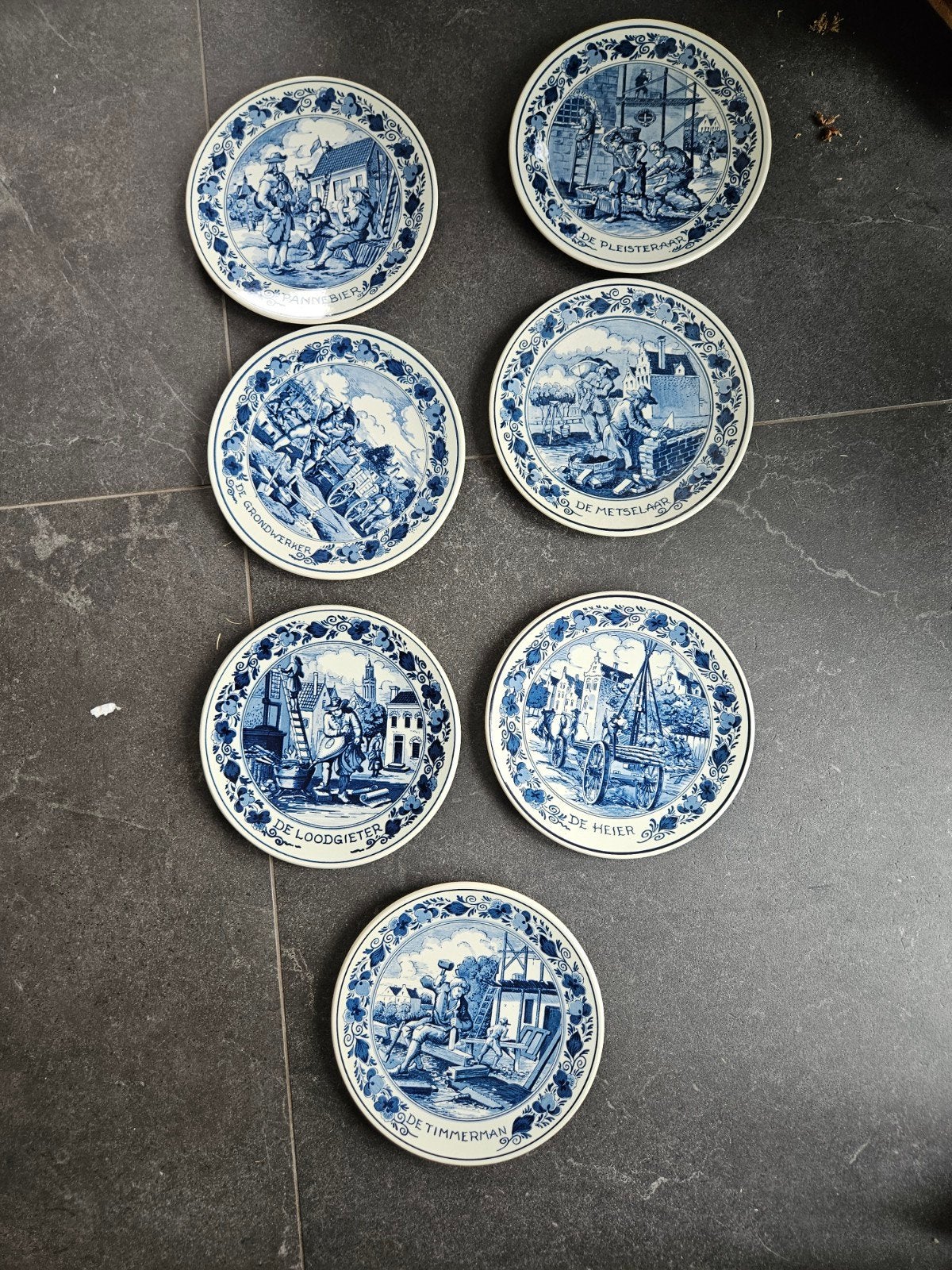 Delfts Blauw wandborden - Ambachten serie (7 stuks), Ophalen of Verzenden