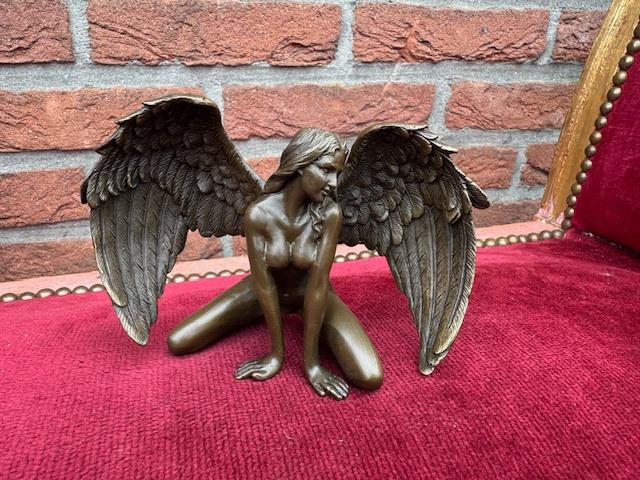 bronzen prachtbeeld! pikante engel, Ophalen of Verzenden, Brons