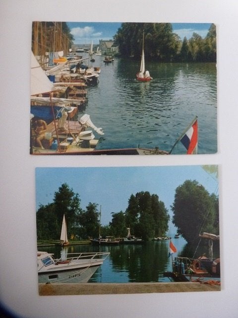 LANGWEER haven schepen boten 2x RETRO kaarten, Ophalen, 1960 tot 1980, Friesland