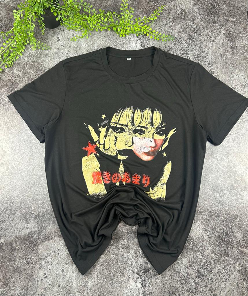 Zwart Aesthetic Graphic T-shirt - Maat M, Ophalen of Verzenden, Zo goed als nieuw, Maat 48/50 (M), Zwart