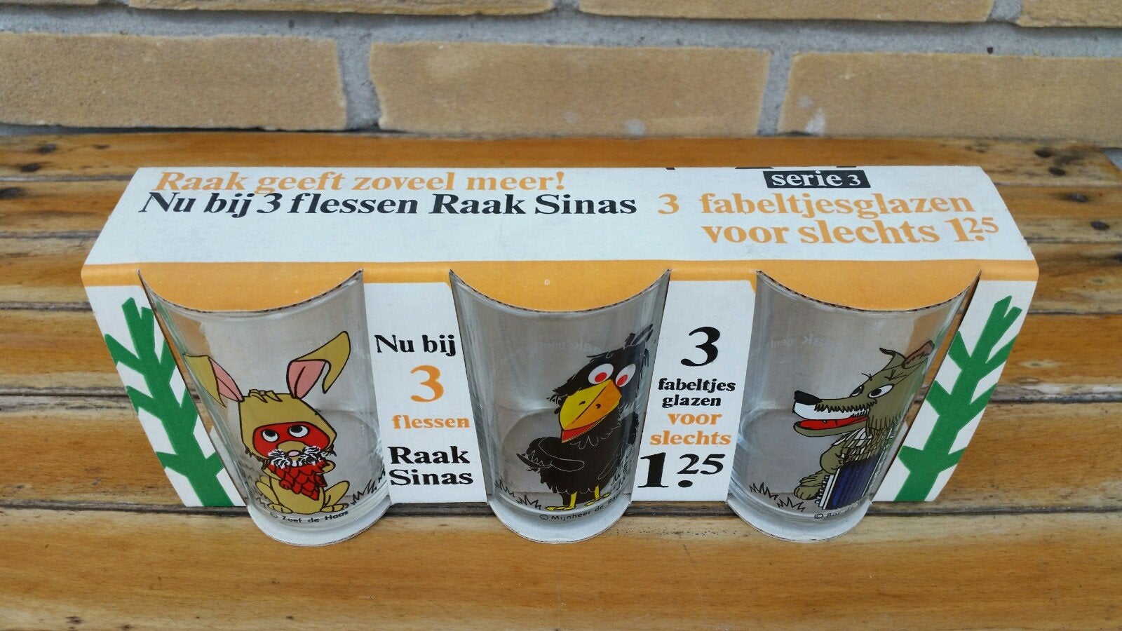 Set van drie fabeltjeskrant glazen in verpakking serie 3, Ophalen of Verzenden, Nieuw, Gebruiksvoorwerp