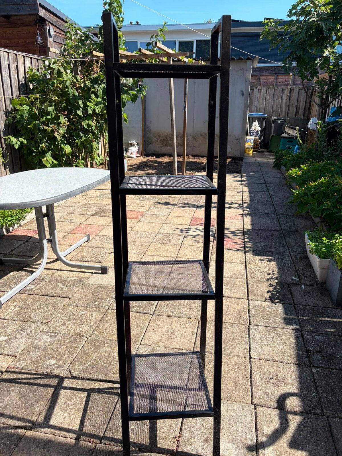 Zwart metalen rek met 4 planken, Ophalen, Gebruikt
