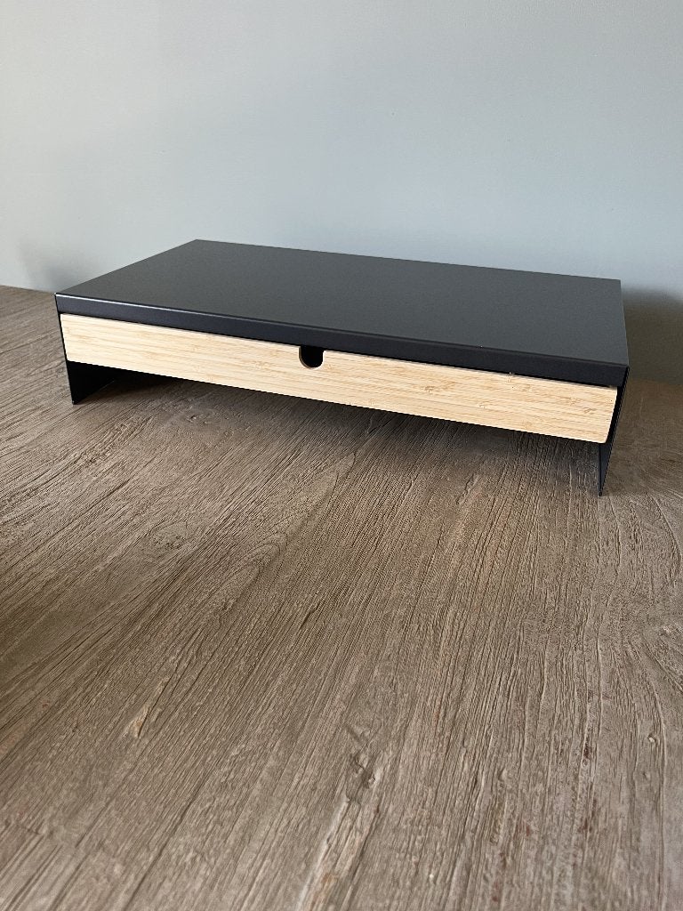 Elloven monitor standaard met lade antraciet IKEA, Ophalen of Verzenden, Zo goed als nieuw, Ikea