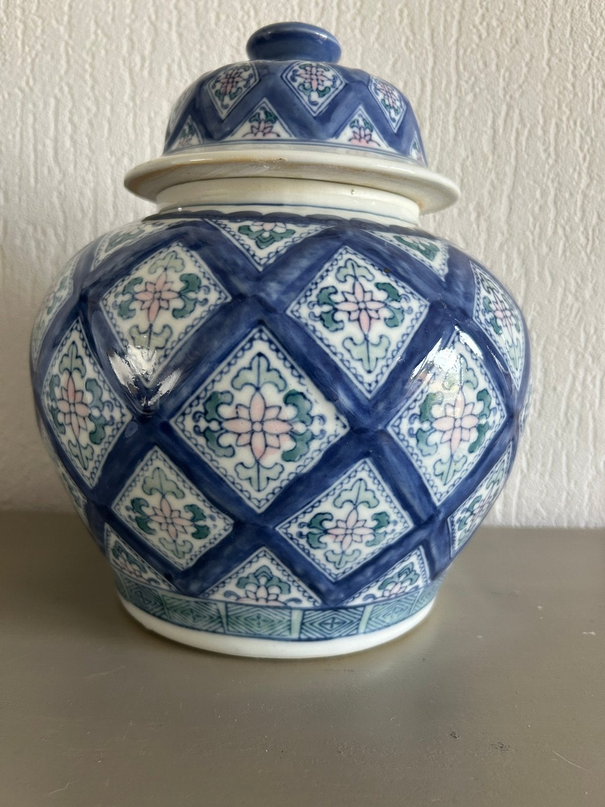 Antieke Chinese Gemberpot met Deksel - Blauw en Wit, Antiek en Kunst, Ophalen of Verzenden