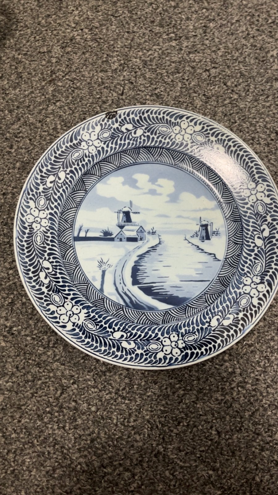 Delfts Blauw Sierbord met Molenlandschap, Antiek en Kunst, Ophalen of Verzenden