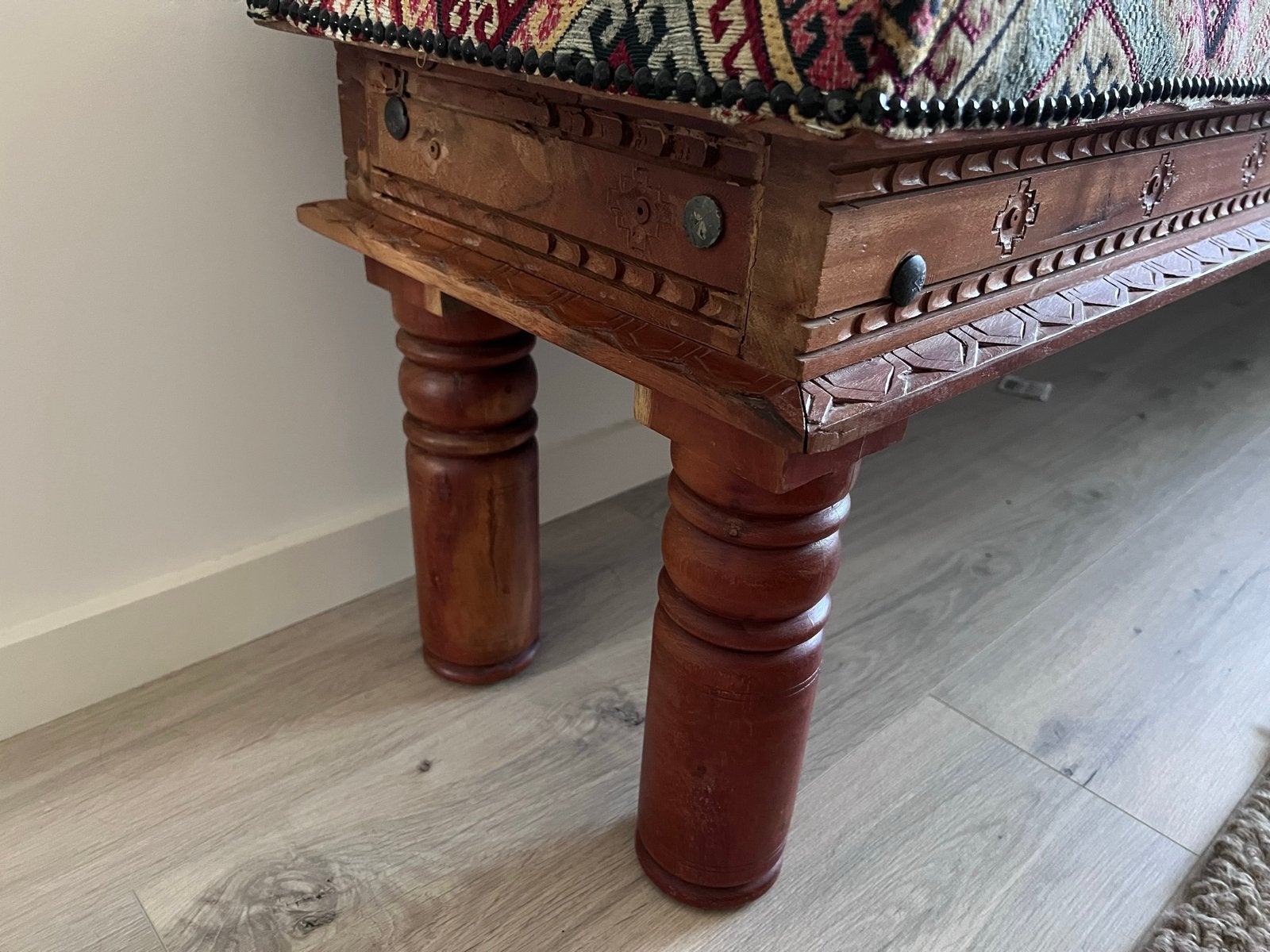 Zo goed als nieuwe bank, zelf bekleed, 216x55 cm, Ophalen, Minder dan 75 cm, Zo goed als nieuw, Rechte bank