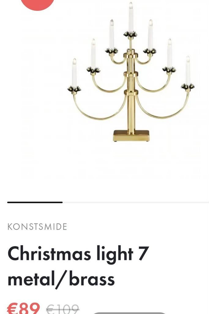 2 Gouden Kerst Kandelaber met 7 Lichtpunten, Ophalen of Verzenden, Koper of Brons
