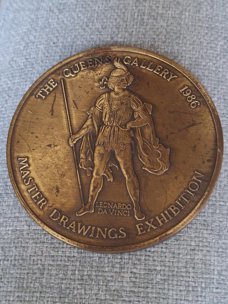 Bronzen Penning Leonardo da Vinci Tentoonstelling 1986, Postzegels en Munten, Ophalen of Verzenden, Brons