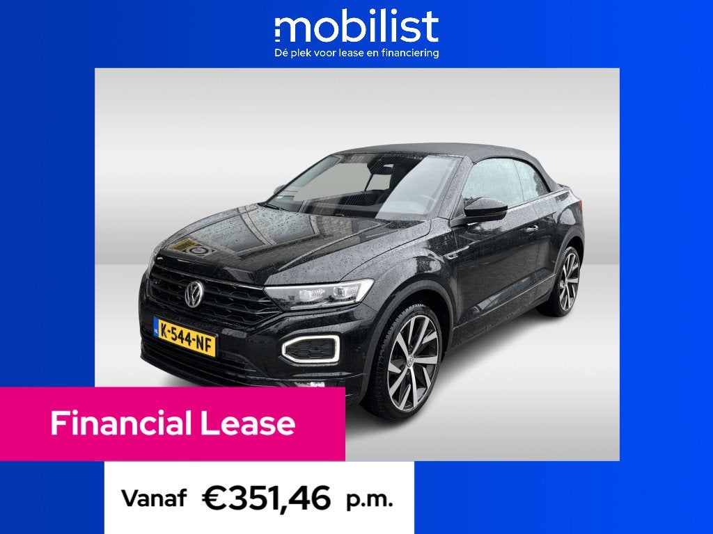 Volkswagen T-Roc Cabrio 1.5 TSI R-Line (bj 2020, automaat), 4 cilinders, 4 stoelen, Zwart, Leder