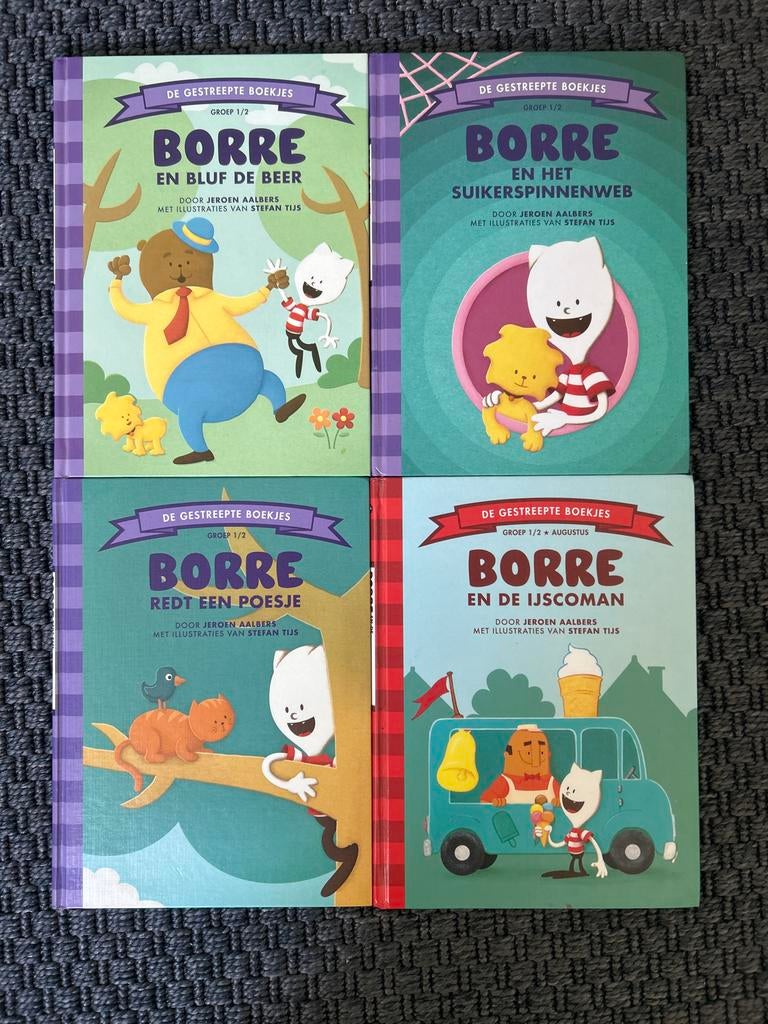 4 Borre boeken - De gestreepte boekjes, Ophalen of Verzenden