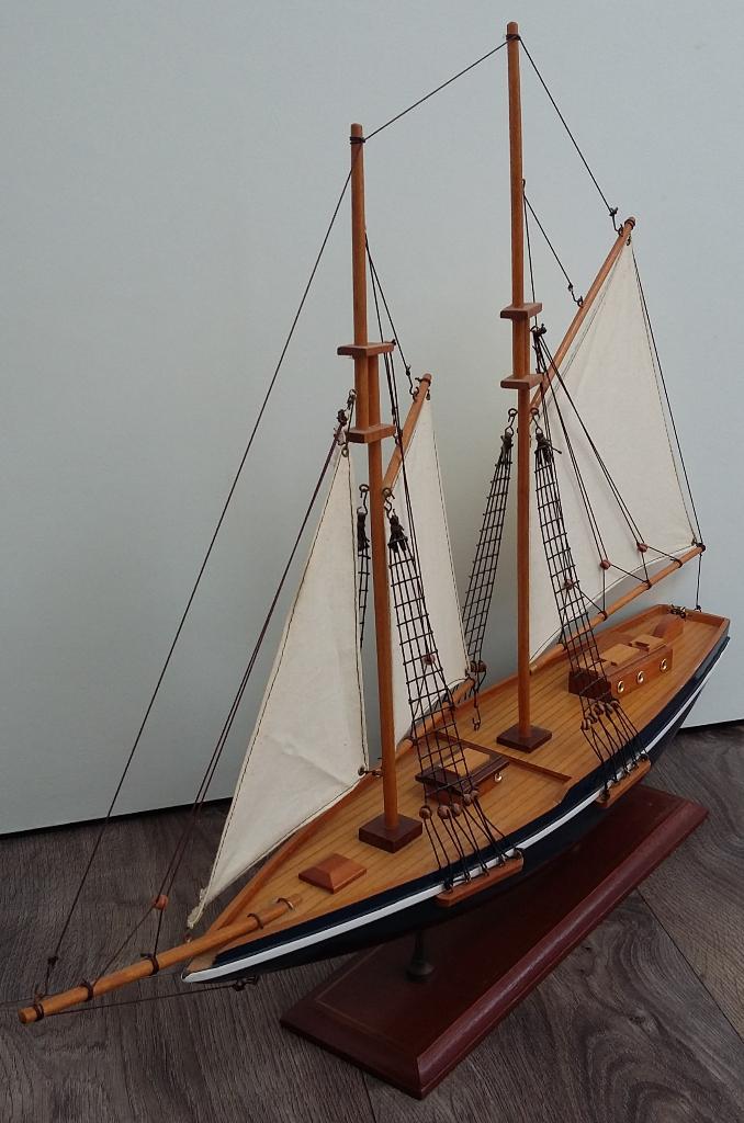 Jaren 80 - 90 Grote Houten Zeilboot Zeilschip Deco Model, Ophalen of Verzenden