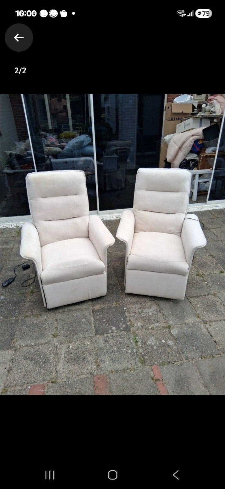 2 elektrische relax fauteuils, Ophalen, Zo goed als nieuw, 75 tot 100 cm, 50 tot 75 cm