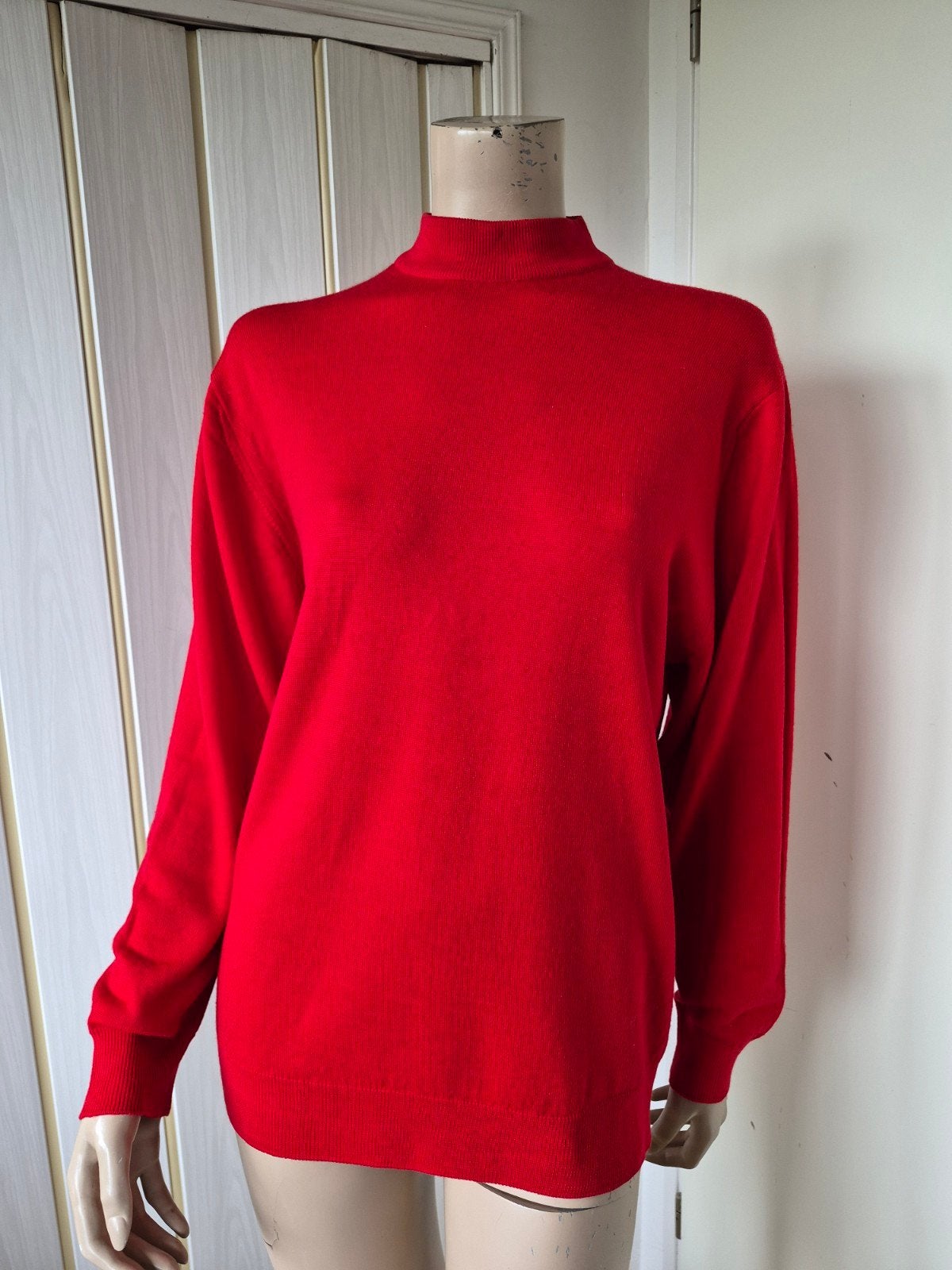 Vintage rode trui Birita 100% scheerwol maat 42/XL, Maat 42/44 (L), Ophalen of Verzenden, Zo goed als nieuw, Vintage