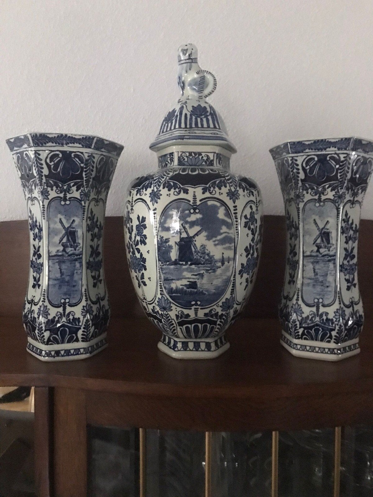 Delfts blauwe vazen. Kaststel., Antiek en Kunst, Antiek | Vazen, Ophalen