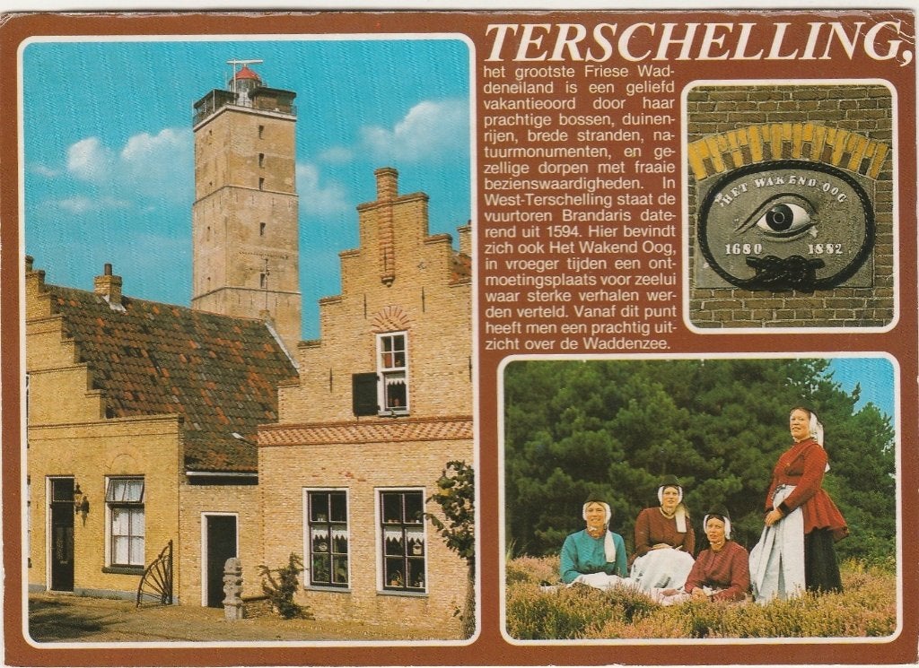 TERSCHELLING Gevels Wakend Oog Klederdracht Tekst, Verzenden, 1980 tot heden, Gelopen, Waddeneilanden