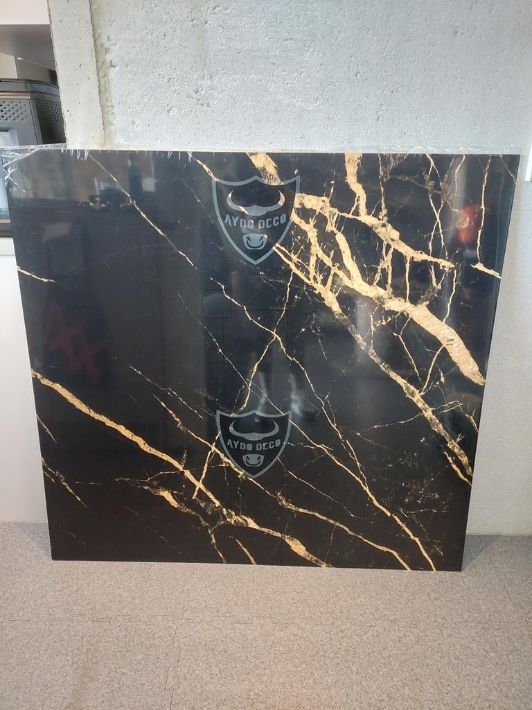 Aydo Deco Paneel - Zwart met Goud Marmerlook, Zwart, Nieuw, Ophalen of Verzenden, Wandbord of Wandpaneel