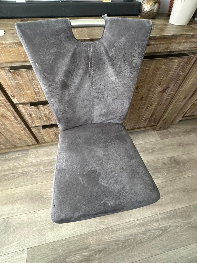 6 eetkamerstoelen grijs, Huis en Inrichting, Stoelen, Ophalen, Gebruikt, Vijf, Zes of meer stoelen, Stof