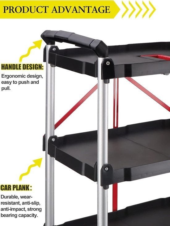 3-laags rollende kar – opvouwbare trolley – servicewagen, Corvance B.V., Verzenden, Nieuw, Corvancebol@gmail.com