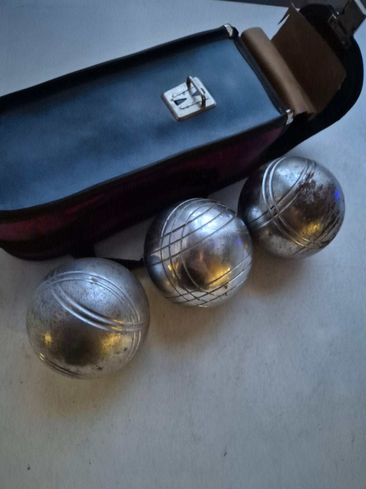 Petanque set met 3 metalen ballen en draagtas, Ophalen of Verzenden, Gebruikt