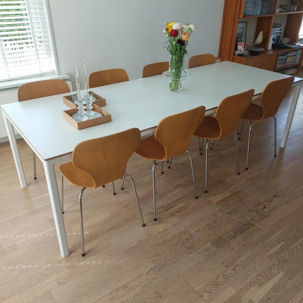 Vintage Deense Phoenix design vlinderstoelen 8 stuks, Ophalen, Gebruikt, Bruin, Jaren 90 design scandinavisch vintage