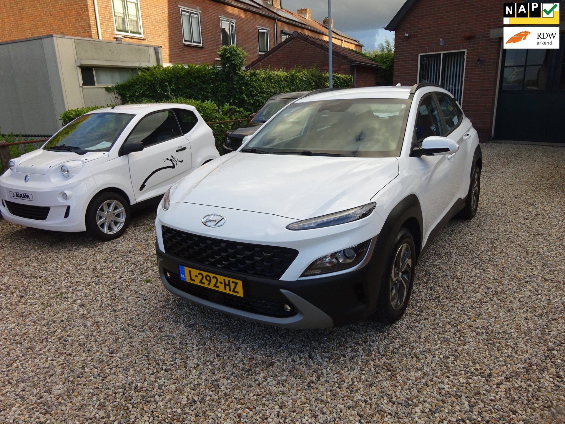 Hyundai Kona 1.6 GDI HEV Comfort Smart Hybride Automaat, Nav, Stof, Gebruikt, Start-stop-systeem, Wit