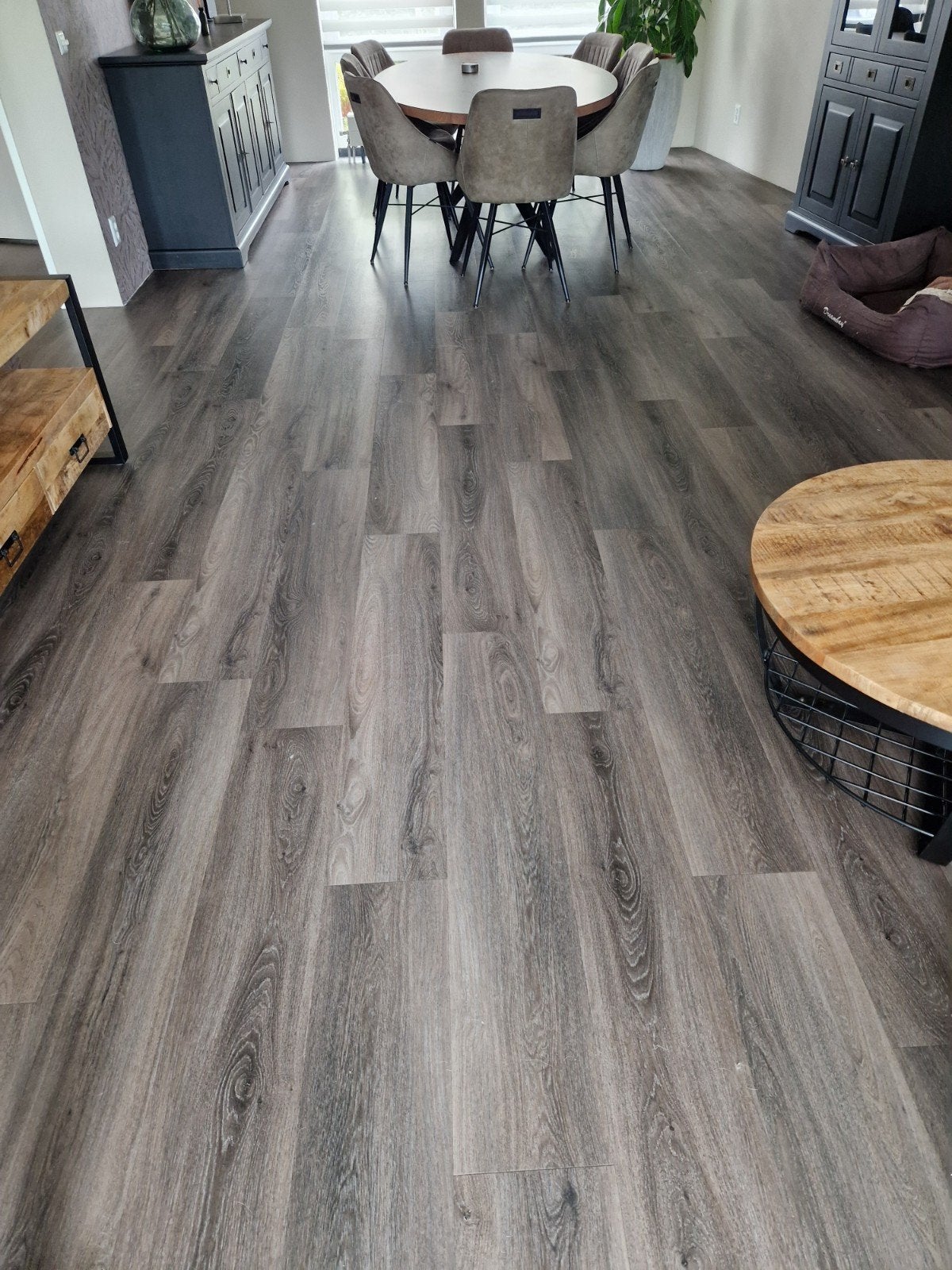 PVC click vloerdelen - 4 jaar oud +/- 70m2, Ophalen, Kunststof, 50 tot 150 cm, Zo goed als nieuw