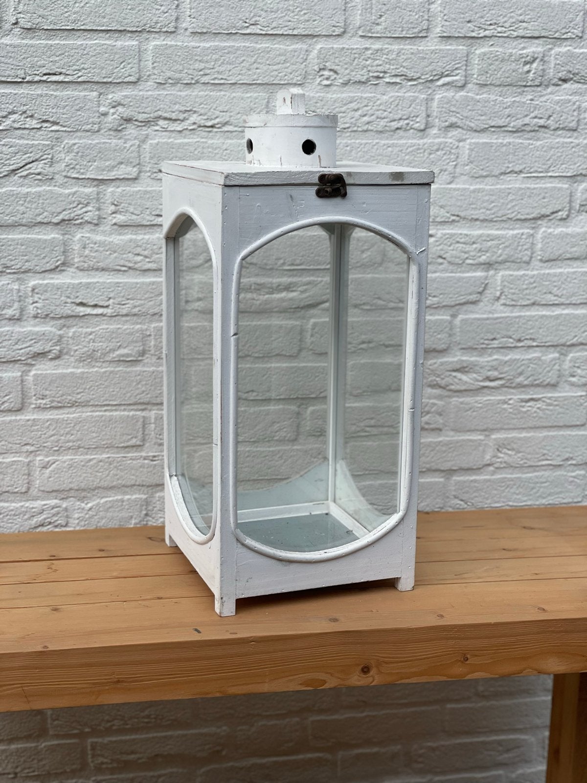 Wit houten windlicht - Sfeervolle decoratie, Ophalen, Hout, Gebruikt, Landelijk