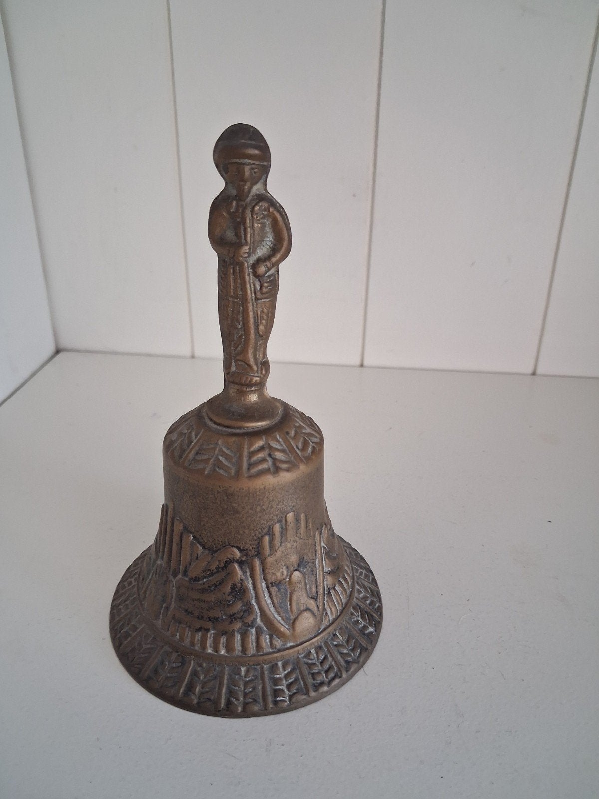 Vintage koper/bronzen tafelbel met jager, Ophalen of Verzenden