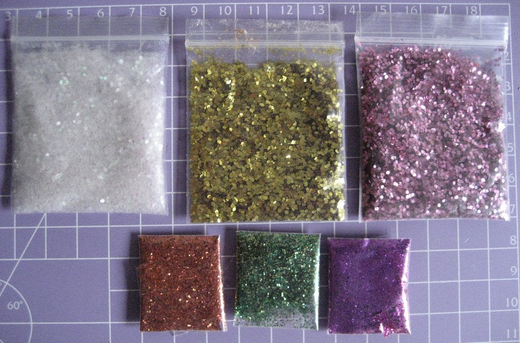 6 zakjes glitter voor knutselen in diverse kleuren, Ophalen of Verzenden, Nieuw, Meerkleurig, Knutselmateriaal