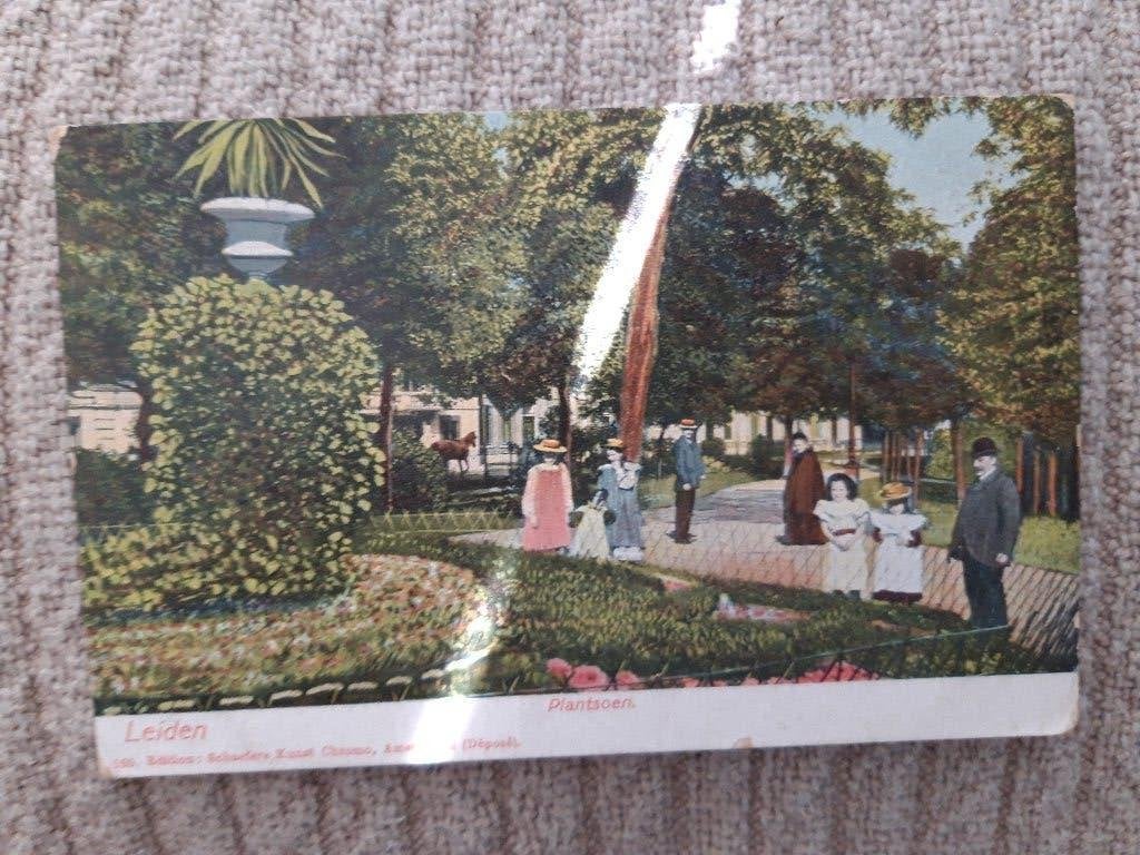 Leiden, plantsoen oude briefkaart, Ophalen of Verzenden, Voor 1920, Ongelopen, Zuid-Holland