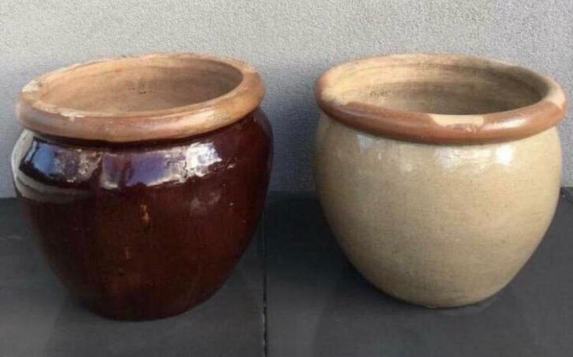 Prachtige oud Hollandse terracotta bloempotten, Tuin en Terras, Gebruikt, Rond, Minder dan 40 cm, Balkon