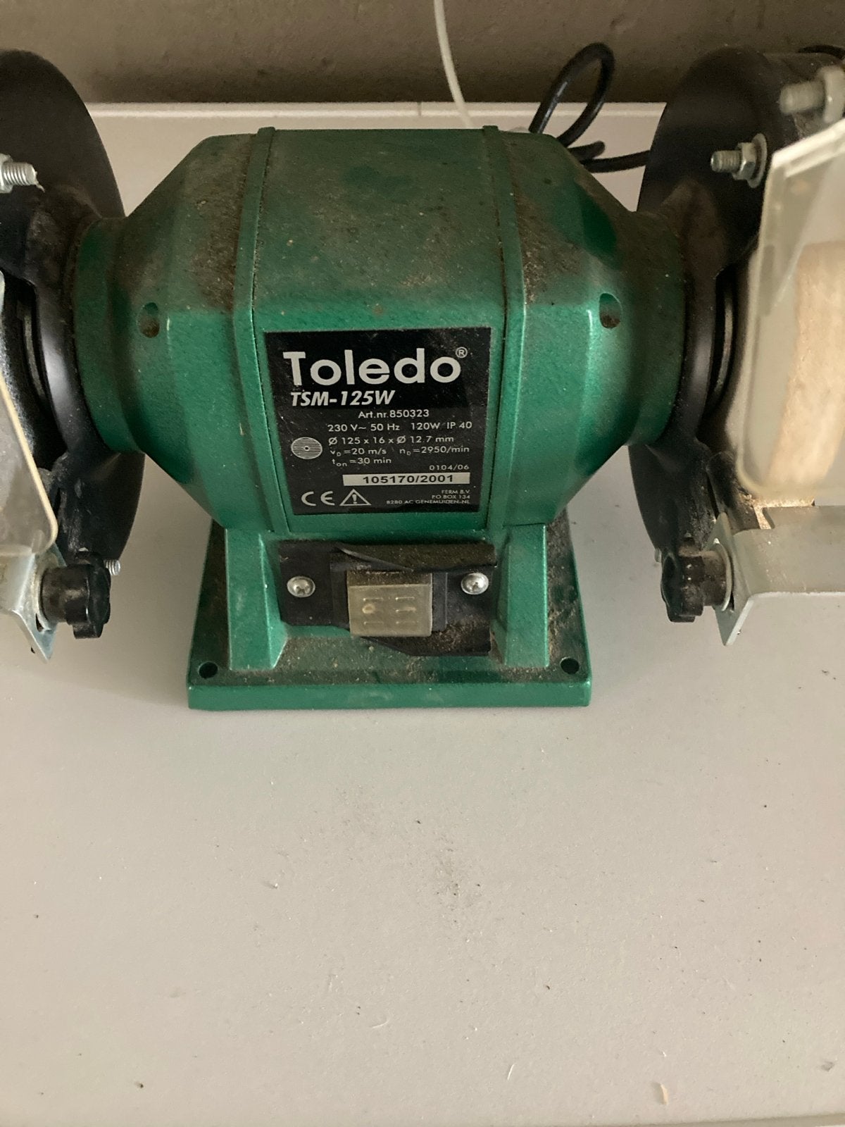 Toledo TSM-125W Werksbank slijpmachine, Doe-het-zelf en Verbouw, Ophalen, Gebruikt, Minder dan 700 watt, Werkbankslijpmachine