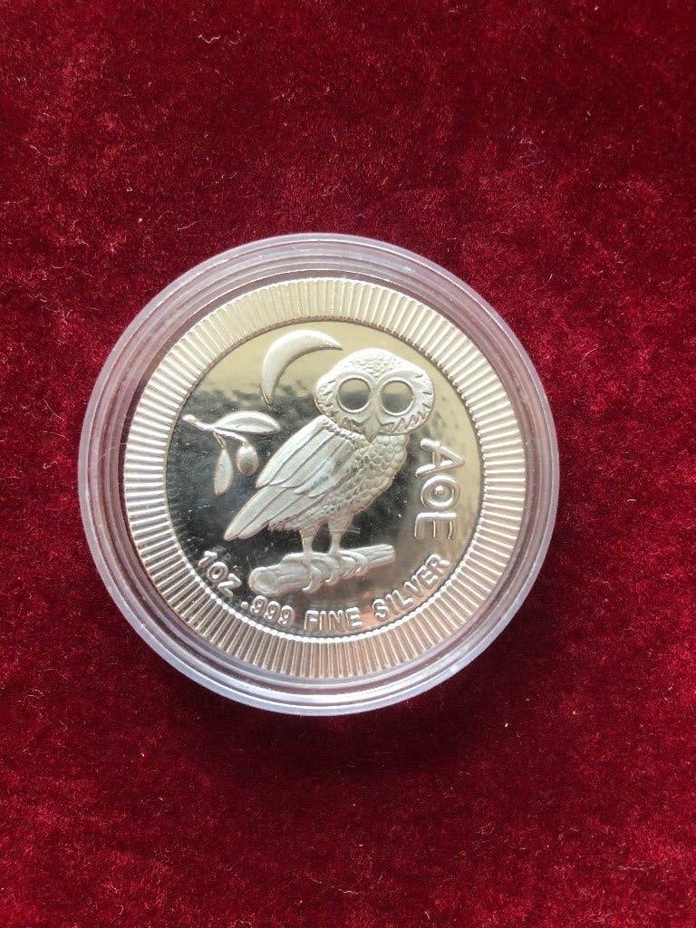 1 oz zilver „Eule von Athen 2022”  Athene Uil  Athenean Owl, Ophalen of Verzenden, Zilver