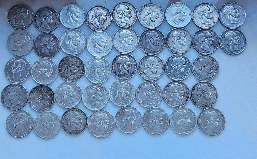 Lot willem rijksdaalders 42 x, Postzegels en Munten, Munten | Nederland, Ophalen of Verzenden, Koning Willem III, 2½ gulden, Zilver