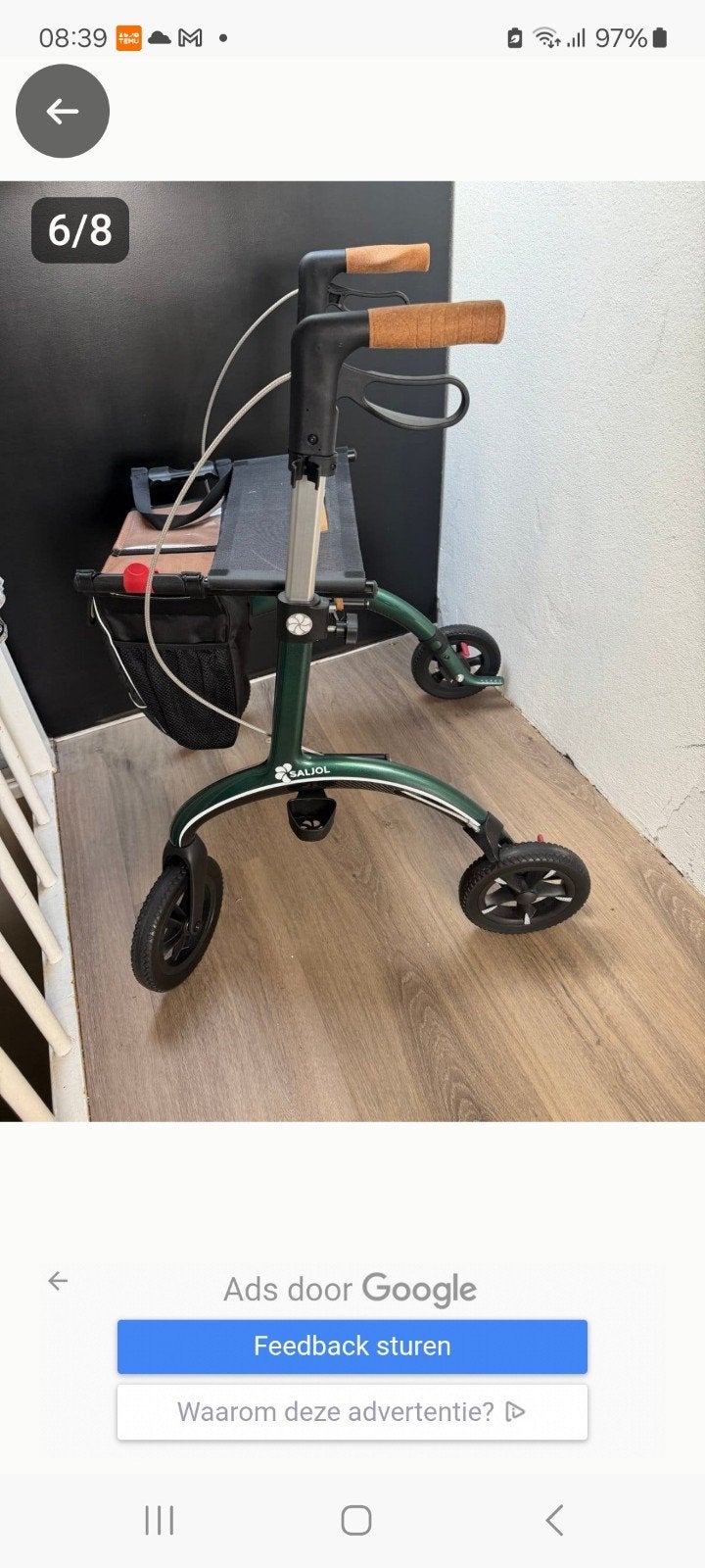 saljol carbon  lichtgewicht  ook een crème kleur rollator, Ophalen of Verzenden, Lichtgewicht, Zo goed als nieuw
