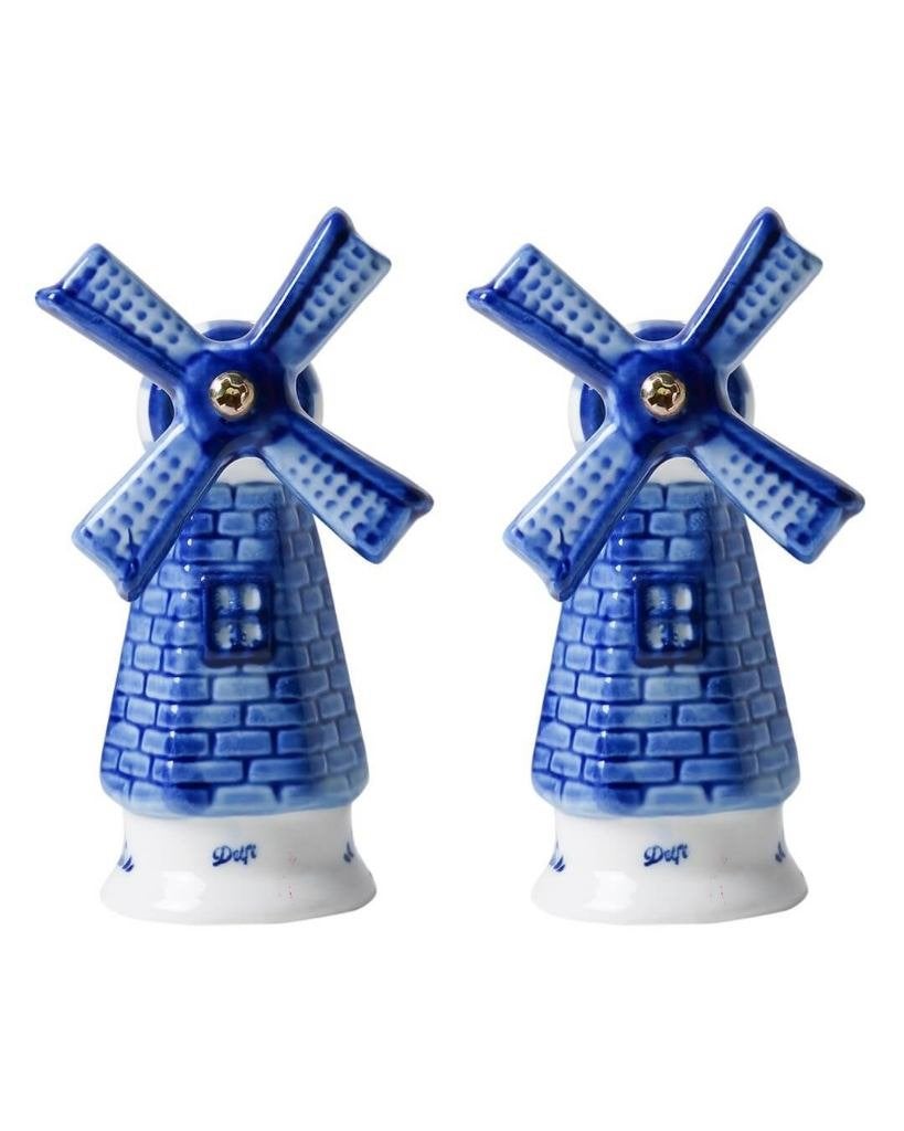 Heinen Delfts Blauw peper en zoutstel molens Delft, Overige merken, Keramiek, Overige typen, Ophalen of Verzenden