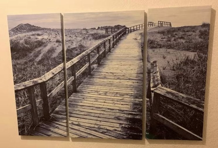 Wandversiering pad, steiger naar zee, duinen, duinpad canvas, Ophalen of Verzenden, Zo goed als nieuw