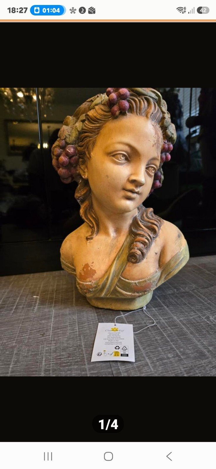 Mooie decoratieve buste van een vrouw, versierd met druiven, Ophalen of Verzenden, Nieuw