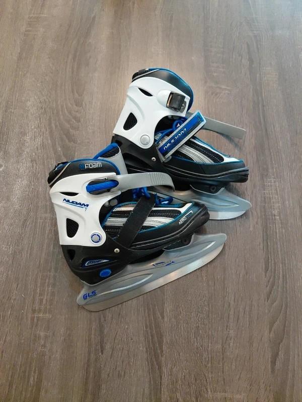 Nijdam schaatsen verstelbaar maat 34-37 blauw zwart wit, Ophalen of Verzenden